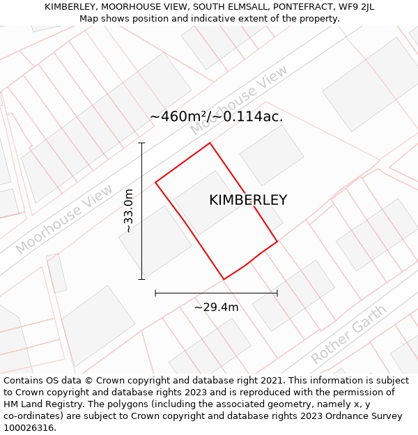 KIMBERLEY, MOORHOUSE VIEW, SOUTH ELMSALL, PONTEFRACT, WF9 2JL: Plot and title map