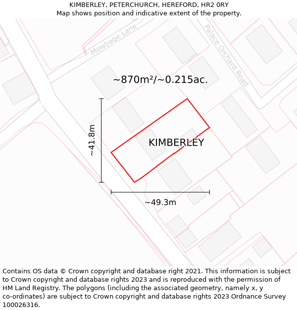 KIMBERLEY, PETERCHURCH, HEREFORD, HR2 0RY: Plot and title map