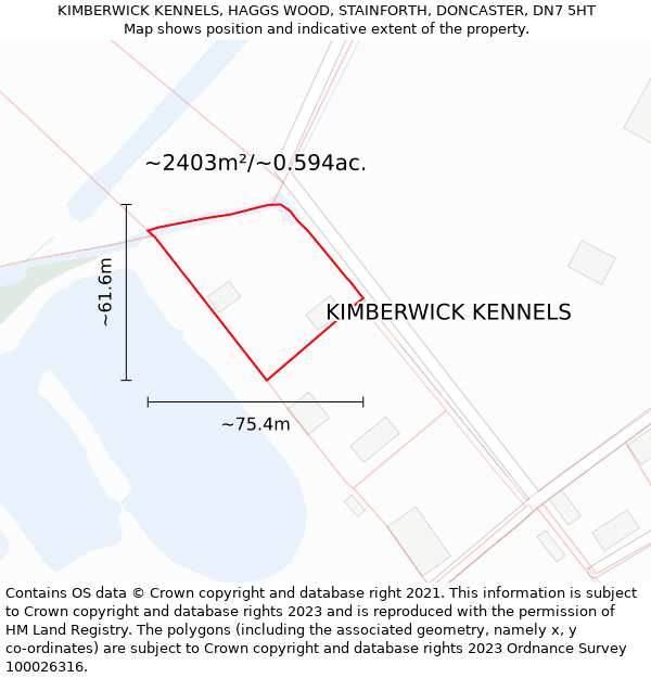 KIMBERWICK KENNELS, HAGGS WOOD, STAINFORTH, DONCASTER, DN7 5HT: Plot and title map