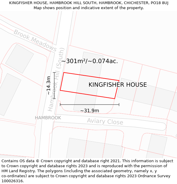 KINGFISHER HOUSE, HAMBROOK HILL SOUTH, HAMBROOK, CHICHESTER, PO18 8UJ: Plot and title map
