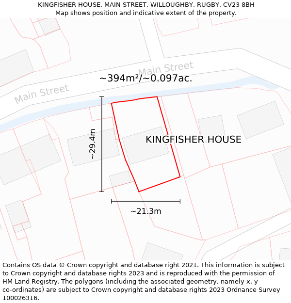 KINGFISHER HOUSE, MAIN STREET, WILLOUGHBY, RUGBY, CV23 8BH: Plot and title map