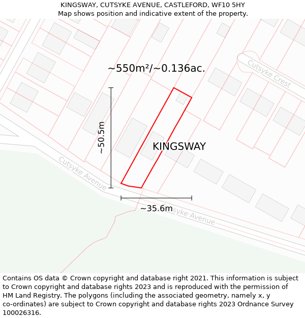 KINGSWAY, CUTSYKE AVENUE, CASTLEFORD, WF10 5HY: Plot and title map