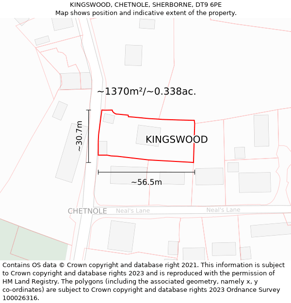 KINGSWOOD, CHETNOLE, SHERBORNE, DT9 6PE: Plot and title map