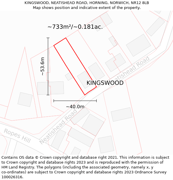 KINGSWOOD, NEATISHEAD ROAD, HORNING, NORWICH, NR12 8LB: Plot and title map