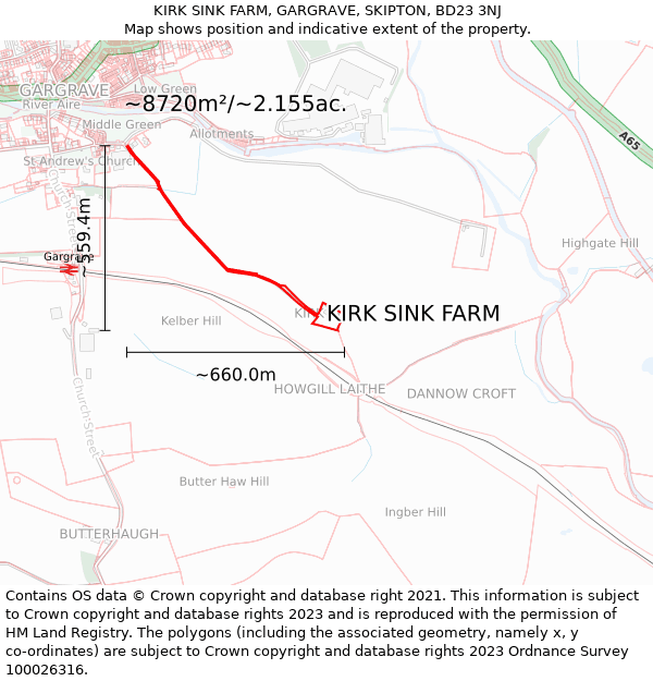 KIRK SINK FARM, GARGRAVE, SKIPTON, BD23 3NJ: Plot and title map