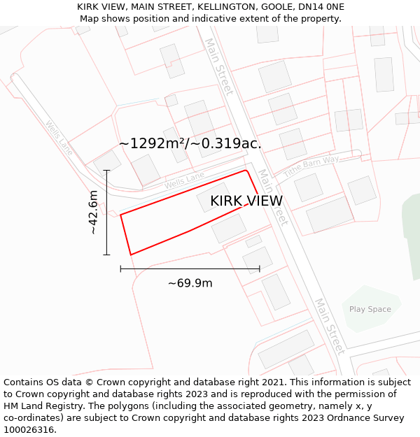 KIRK VIEW, MAIN STREET, KELLINGTON, GOOLE, DN14 0NE: Plot and title map