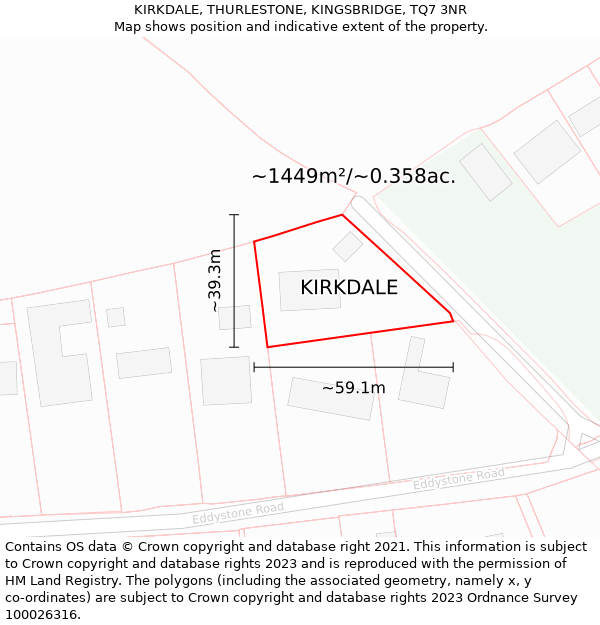 KIRKDALE, THURLESTONE, KINGSBRIDGE, TQ7 3NR: Plot and title map