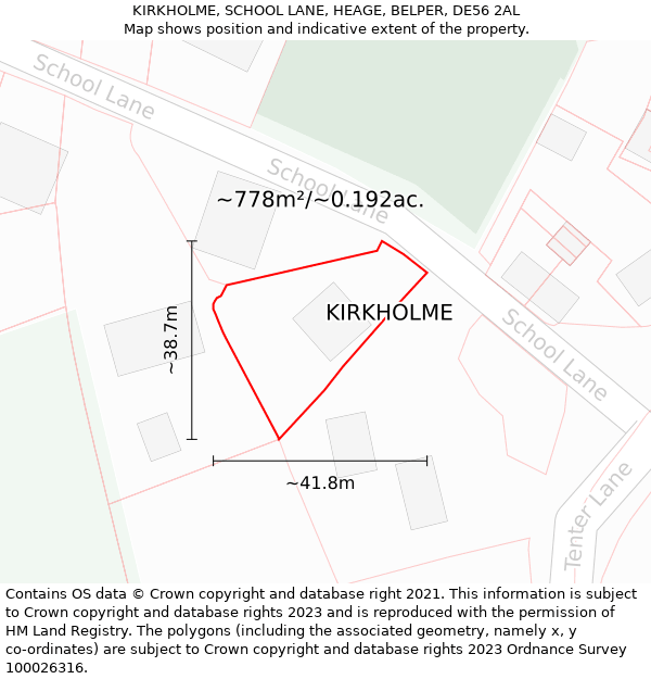 KIRKHOLME, SCHOOL LANE, HEAGE, BELPER, DE56 2AL: Plot and title map