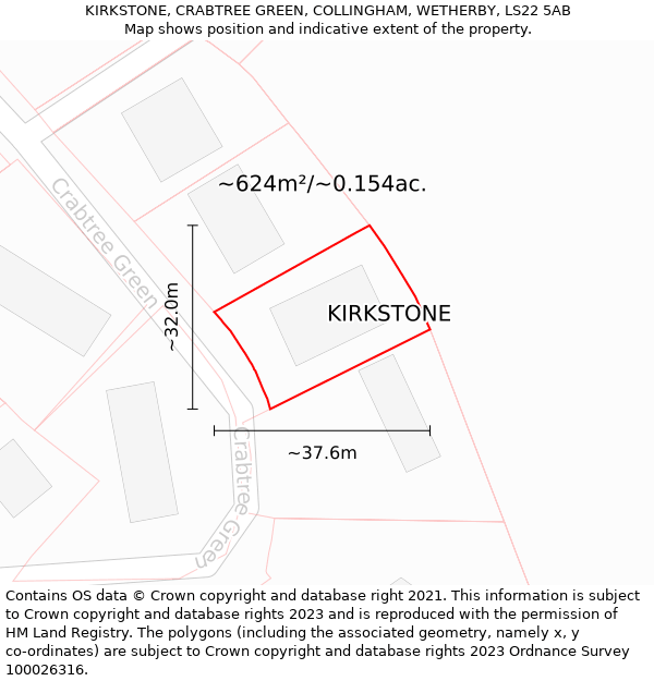 KIRKSTONE, CRABTREE GREEN, COLLINGHAM, WETHERBY, LS22 5AB: Plot and title map