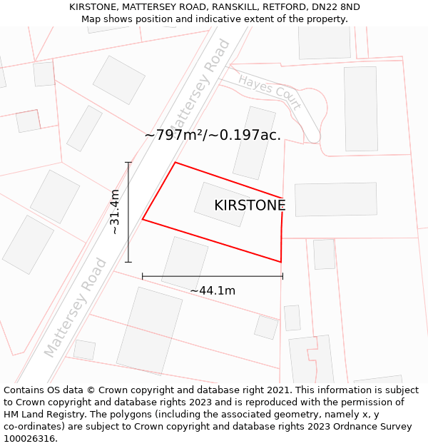 KIRSTONE, MATTERSEY ROAD, RANSKILL, RETFORD, DN22 8ND: Plot and title map