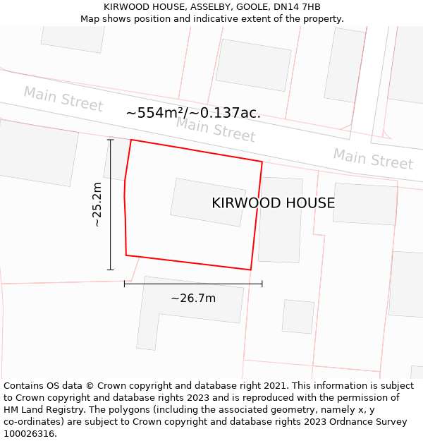 KIRWOOD HOUSE, ASSELBY, GOOLE, DN14 7HB: Plot and title map