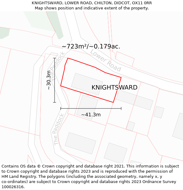 KNIGHTSWARD, LOWER ROAD, CHILTON, DIDCOT, OX11 0RR: Plot and title map