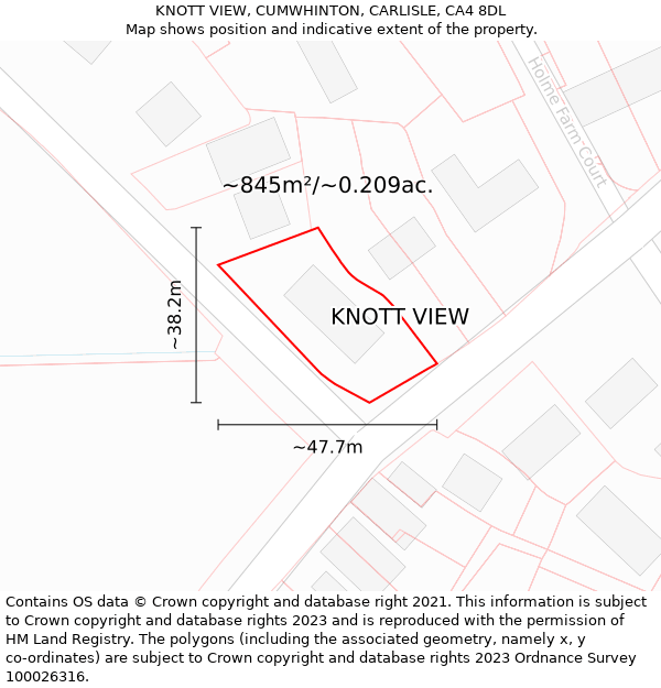 KNOTT VIEW, CUMWHINTON, CARLISLE, CA4 8DL: Plot and title map