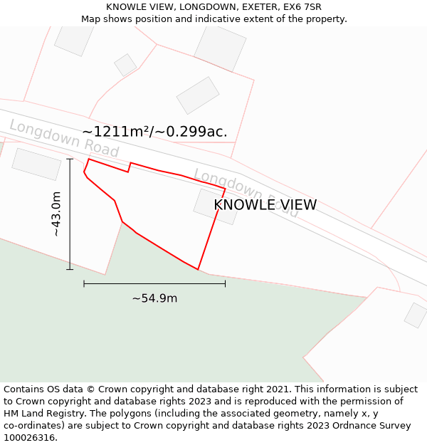 KNOWLE VIEW, LONGDOWN, EXETER, EX6 7SR: Plot and title map