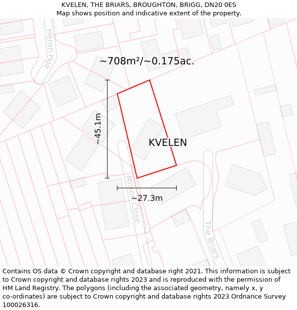 KVELEN, THE BRIARS, BROUGHTON, BRIGG, DN20 0ES: Plot and title map