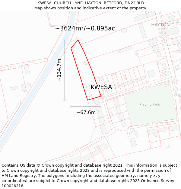 KWESA, CHURCH LANE, HAYTON, RETFORD, DN22 9LD: Plot and title map