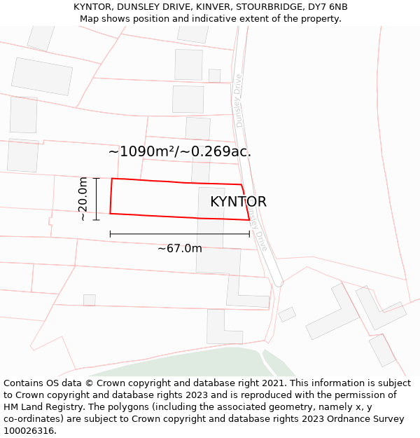 KYNTOR, DUNSLEY DRIVE, KINVER, STOURBRIDGE, DY7 6NB: Plot and title map