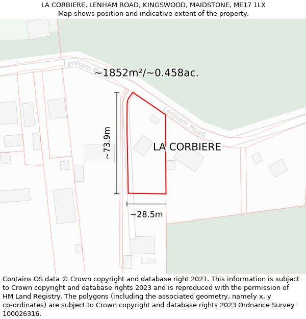 LA CORBIERE, LENHAM ROAD, KINGSWOOD, MAIDSTONE, ME17 1LX: Plot and title map