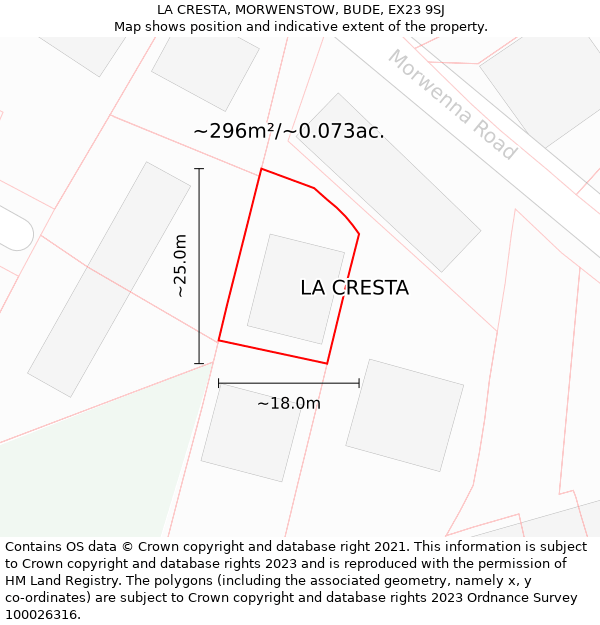 LA CRESTA, MORWENSTOW, BUDE, EX23 9SJ: Plot and title map