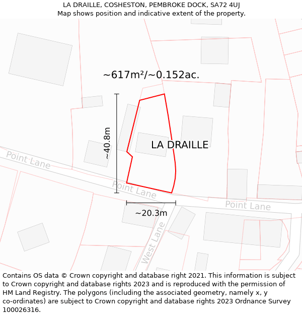 LA DRAILLE, COSHESTON, PEMBROKE DOCK, SA72 4UJ: Plot and title map