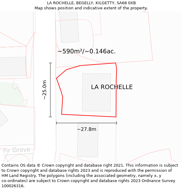 LA ROCHELLE, BEGELLY, KILGETTY, SA68 0XB: Plot and title map