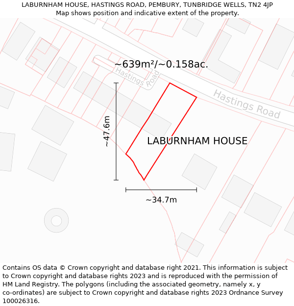 LABURNHAM HOUSE, HASTINGS ROAD, PEMBURY, TUNBRIDGE WELLS, TN2 4JP: Plot and title map