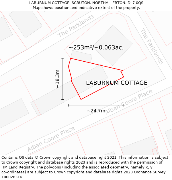 LABURNUM COTTAGE, SCRUTON, NORTHALLERTON, DL7 0QS: Plot and title map