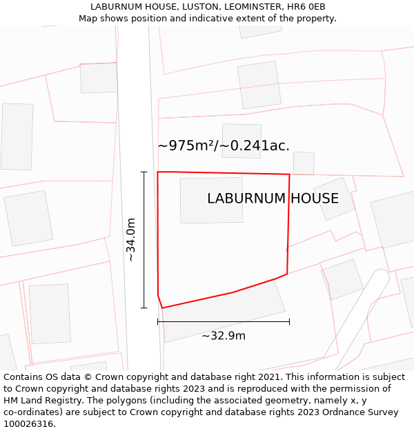 LABURNUM HOUSE, LUSTON, LEOMINSTER, HR6 0EB: Plot and title map