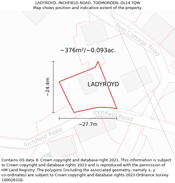 LADYROYD, INCHFIELD ROAD, TODMORDEN, OL14 7QW: Plot and title map