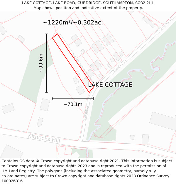LAKE COTTAGE, LAKE ROAD, CURDRIDGE, SOUTHAMPTON, SO32 2HH: Plot and title map