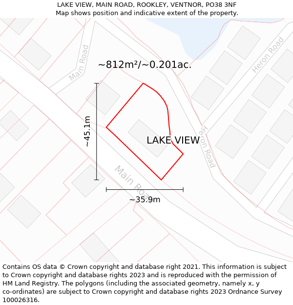 LAKE VIEW, MAIN ROAD, ROOKLEY, VENTNOR, PO38 3NF: Plot and title map