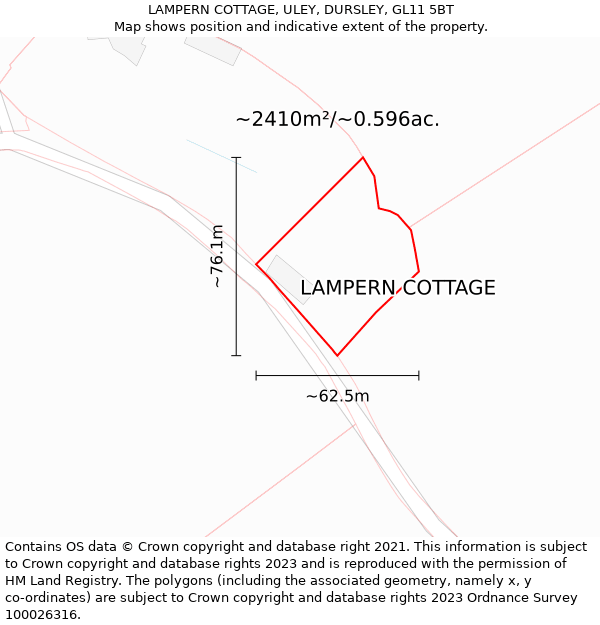 LAMPERN COTTAGE, ULEY, DURSLEY, GL11 5BT: Plot and title map