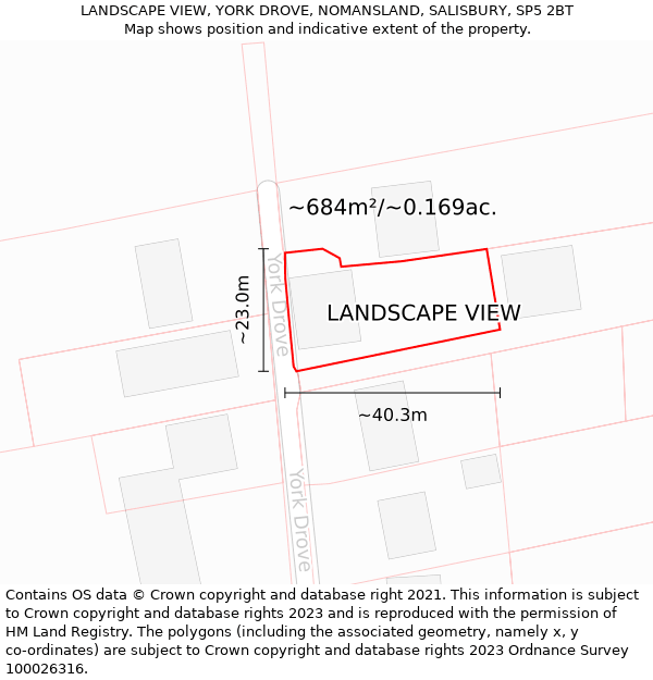 LANDSCAPE VIEW, YORK DROVE, NOMANSLAND, SALISBURY, SP5 2BT: Plot and title map