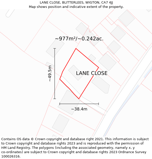 LANE CLOSE, BLITTERLEES, WIGTON, CA7 4JJ: Plot and title map