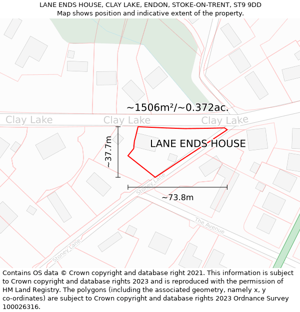 LANE ENDS HOUSE, CLAY LAKE, ENDON, STOKE-ON-TRENT, ST9 9DD: Plot and title map