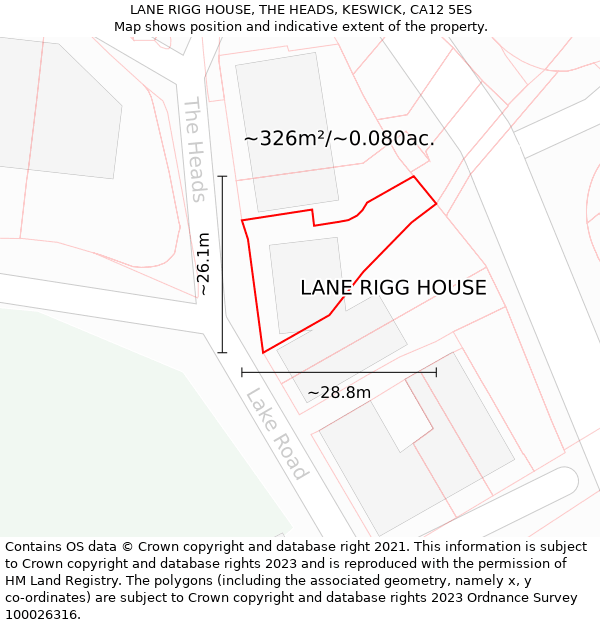 LANE RIGG HOUSE, THE HEADS, KESWICK, CA12 5ES: Plot and title map