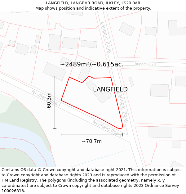 LANGFIELD, LANGBAR ROAD, ILKLEY, LS29 0AR: Plot and title map