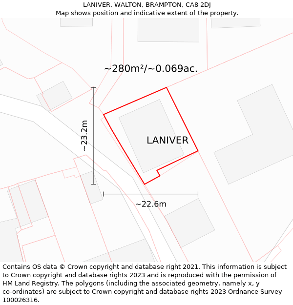 LANIVER, WALTON, BRAMPTON, CA8 2DJ: Plot and title map