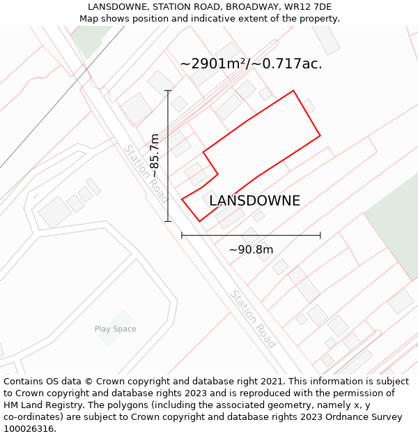 LANSDOWNE, STATION ROAD, BROADWAY, WR12 7DE: Plot and title map