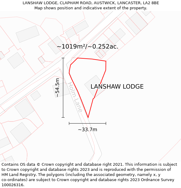 LANSHAW LODGE, CLAPHAM ROAD, AUSTWICK, LANCASTER, LA2 8BE: Plot and title map