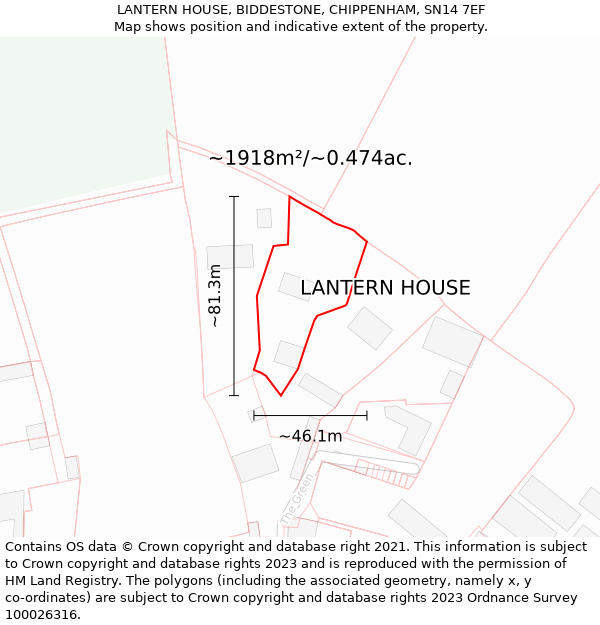 LANTERN HOUSE, BIDDESTONE, CHIPPENHAM, SN14 7EF: Plot and title map