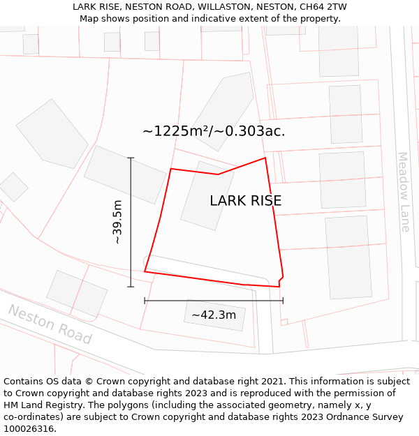 LARK RISE, NESTON ROAD, WILLASTON, NESTON, CH64 2TW: Plot and title map