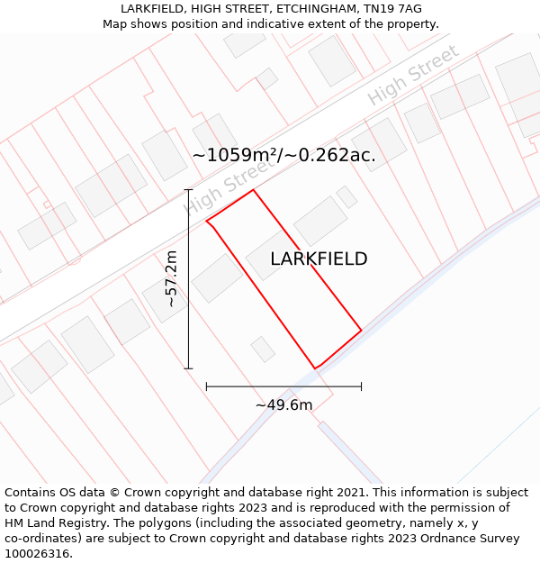 LARKFIELD, HIGH STREET, ETCHINGHAM, TN19 7AG: Plot and title map