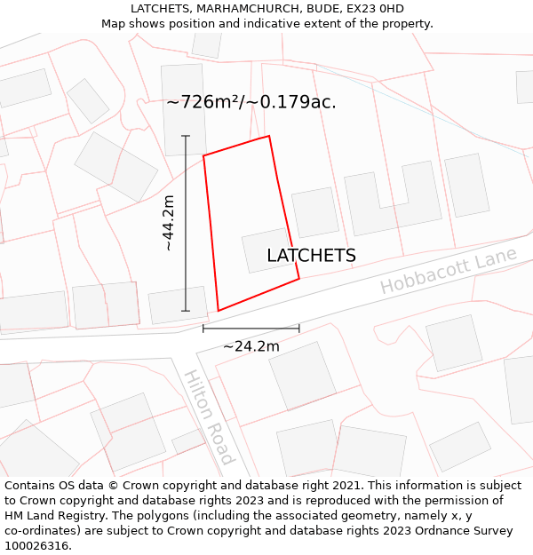 LATCHETS, MARHAMCHURCH, BUDE, EX23 0HD: Plot and title map