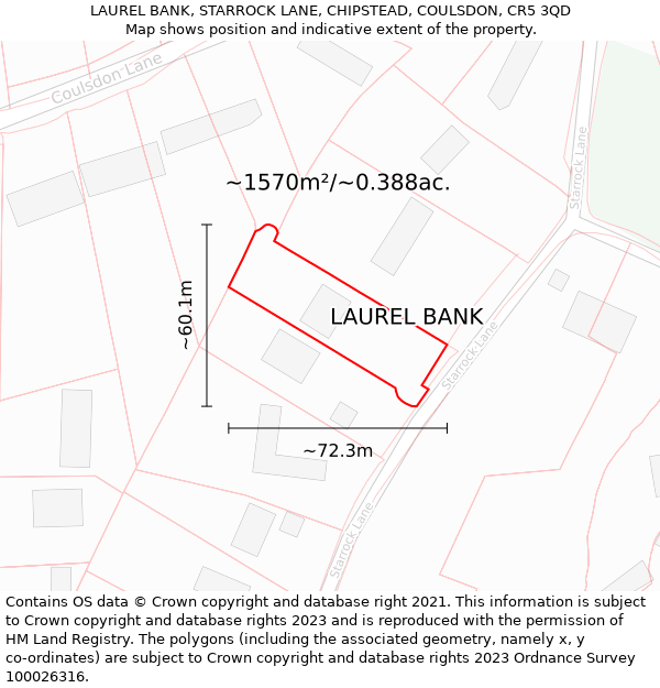 LAUREL BANK, STARROCK LANE, CHIPSTEAD, COULSDON, CR5 3QD: Plot and title map