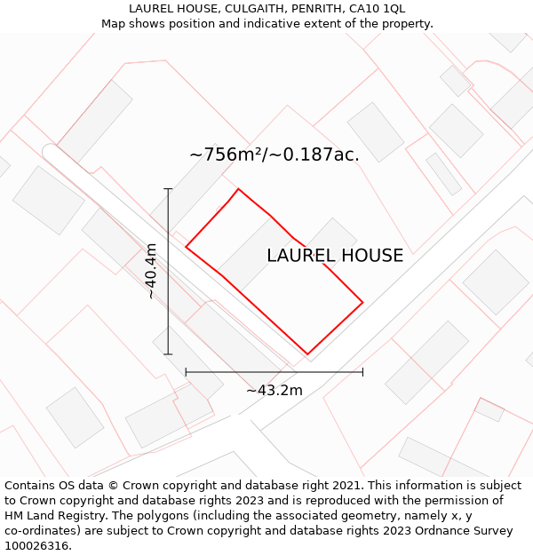 LAUREL HOUSE, CULGAITH, PENRITH, CA10 1QL: Plot and title map