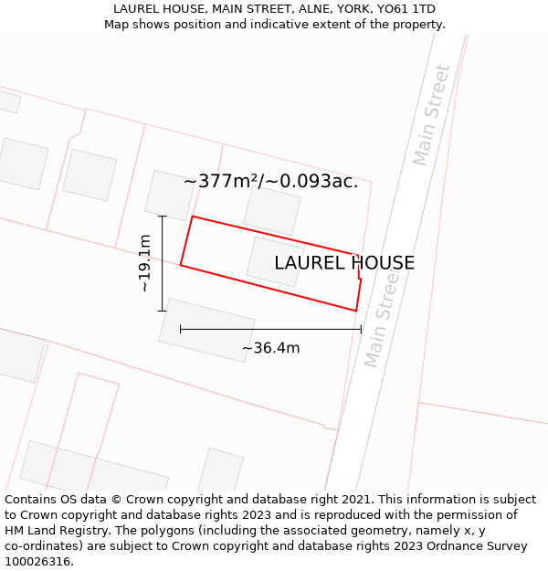 LAUREL HOUSE, MAIN STREET, ALNE, YORK, YO61 1TD: Plot and title map