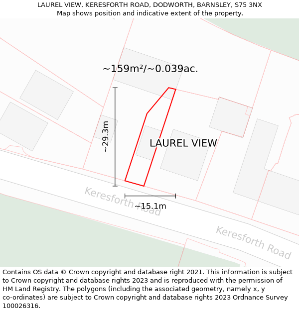 LAUREL VIEW, KERESFORTH ROAD, DODWORTH, BARNSLEY, S75 3NX: Plot and title map