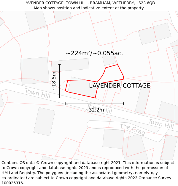 LAVENDER COTTAGE, TOWN HILL, BRAMHAM, WETHERBY, LS23 6QD: Plot and title map