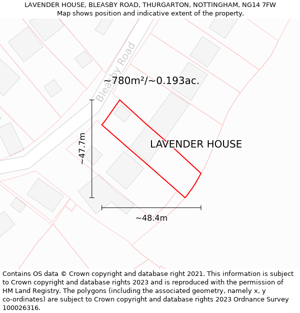 LAVENDER HOUSE, BLEASBY ROAD, THURGARTON, NOTTINGHAM, NG14 7FW: Plot and title map